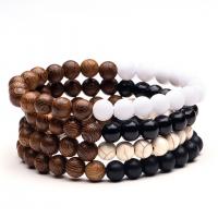 Gemstone Bracelets, with Wood, handmade, fashion jewelry & Unisex, more colors for choice, Sold Per 18 cm Strand