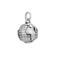 Stainless Steel Pendants, 316L Stainless Steel, Globe, Vacuum Ion Plating, vintage & DIY & blacken, silver color, 12x12mm, Sold By PC