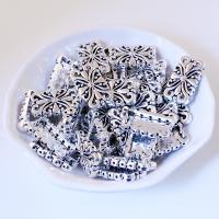 Tibetan Style Jewelry Beads, Rectangle, antique silver color plated, DIY & hollow, nickel, lead & cadmium free, 14x24x4.50mm, Approx 20PCs/Bag, Sold By Bag