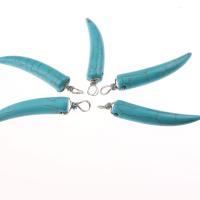 Turquoise Hanger, Natuurlijke Turquoise, Hoorn, DIY & uniseks, blauw, 10x58mm, Verkocht door PC