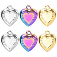 Stainless Steel Pendant Setting, 304 Stainless Steel, Heart, Vacuum Ion Plating, DIY, more colors for choice, 15x17mm, Sold By PC