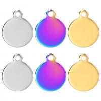 Stainless Steel Pendants, 304 Stainless Steel, Flat Round, Vacuum Ion Plating, DIY, more colors for choice, 10x12mm, Sold By PC
