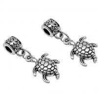 European Style Zinc Alloy Dangle Beads Turtle antique silver color plated vintage & DIY nickel lead & cadmium free Sold By PC
