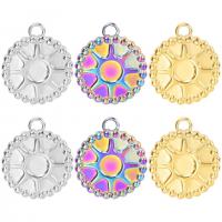 Stainless Steel Pendants, 304 Stainless Steel, Flat Round, Vacuum Ion Plating, DIY, more colors for choice, 14x16mm, Sold By PC