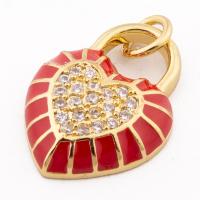 Cubic Zirconia Micro Pave Brass Pendant, Heart, high quality gold color plated, DIY & micro pave cubic zirconia, nickel, lead & cadmium free, 23x15x4mm, Hole:Approx 4mm, Approx 30PCs/Lot, Sold By Lot