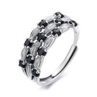 925 Sterling Silver Finger Rings Antique finish fashion jewelry & micro pave cubic zirconia & for woman nickel lead & cadmium free 8mm Sold By PC