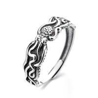 925 Sterling Silver Finger Rings Octopus Antique finish fashion jewelry & for woman nickel lead & cadmium free 6mm Sold By PC