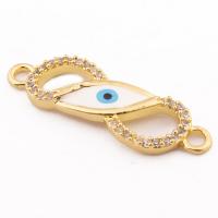 Evil Eye Connector, Brass, high quality gold color plated, DIY & micro pave cubic zirconia, nickel, lead & cadmium free, 26x18x2mm, Hole:Approx 1mm, Approx 30PCs/Lot, Sold By Lot
