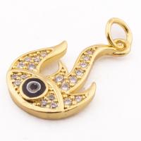 Evil Eye Pendants, Brass, high quality gold color plated, DIY & micro pave cubic zirconia, nickel, lead & cadmium free, 24x13x3mm, Hole:Approx 3mm, Approx 30PCs/Lot, Sold By Lot