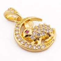 Cubic Zirconia Micro Pave Brass Pendant, high quality gold color plated, DIY & micro pave cubic zirconia, nickel, lead & cadmium free, 25x16x4mm, Hole:Approx 3mm, 30PCs/Lot, Sold By Lot