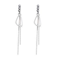 Fashion Fringe Earrings 925 Sterling Silver Antique finish fashion jewelry & micro pave cubic zirconia & for woman nickel lead & cadmium free 50mm Sold By Pair