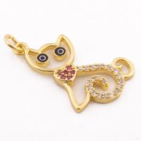 Cubic Zirconia Micro Pave Brass Pendant Cat high quality gold color plated DIY & micro pave cubic zirconia nickel lead & cadmium free Approx 3mm Approx Sold By Lot