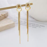 Fashion Fringe Earrings, 925 Sterling Silver, plated, fashion jewelry & for woman & with rhinestone, more colors for choice, nickel, lead & cadmium free, 60mm, Sold By Pair
