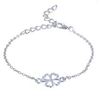 Zinc Alloy Bracelet with 1.97inch extender chain Four Leaf Clover plated fashion jewelry & for woman nickel lead & cadmium free Length Approx 5.51 Inch Sold By PC