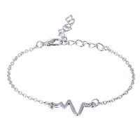 Couple Bracelet and Bangle, Tibetan Style, with 1.97inch extender chain, Electrocardiographic, plated, fashion jewelry & Unisex, more colors for choice, nickel, lead & cadmium free, Length:Approx 5.51 Inch, Sold By PC