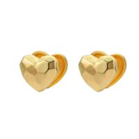 Brass Earring Clip Heart gold color plated fashion jewelry & for woman golden nickel lead & cadmium free Sold By Pair