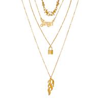 Mode-Multi-Layer-Halskette, Zinklegierung, mit Verlängerungskettchen von 1.97inch, goldfarben plattiert, Modeschmuck & mehrschichtig & für Frau, goldfarben, frei von Nickel, Blei & Kadmium, Länge ca. 20.47 ZollInch, verkauft von setzen