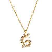 Tibetan Style Jewelry Necklace, with 1.97inch extender chain, Dragon, plated, fashion jewelry & for woman & with cubic zirconia, nickel, lead & cadmium free, Sold Per Approx 18.5 Inch Strand