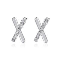 Brass Stud Earring plated & for woman & with rhinestone nickel lead & cadmium free 9mm Sold By Pair