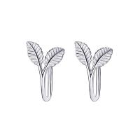 Brass Earring Clip Leaf plated fashion jewelry & for woman nickel lead & cadmium free 13mm Sold By Pair