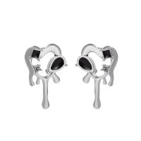 Zinc Alloy Stud Earring Heart plated fashion jewelry & for woman & enamel nickel lead & cadmium free 17mm Sold By Pair
