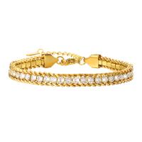 Stainless Steel Jewelry Bracelet, 304 Stainless Steel, with 1.97inch extender chain, 18K gold plated, different styles for choice & micro pave cubic zirconia & for woman, golden, Length:Approx 6.3 Inch, Sold By PC