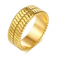 Палец кольцо из нержавеющей стали, Нержавеющая сталь 304, 18K позолоченный, ювелирные изделия моды & разный размер для выбора & Женский, Золотой, 6.80mm, продается PC