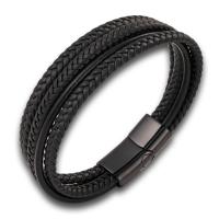 PU Leather Cord Bracelets with 316L Stainless Steel Vacuum Ion Plating & for man Sold By PC