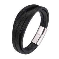 PU Leather Cord Bracelets, with Tibetan Style, plated, different length for choice & for man, more colors for choice, Sold By PC
