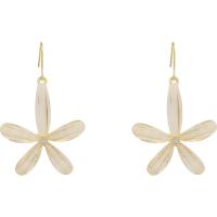 Brass Drop Earring Copper Alloy with Acrylic Flower plated fashion jewelry & for woman white Sold By Pair
