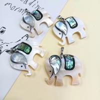 Tibetan Style Animal Pendants, with Shell, Elephant, plated, DIY, nickel, lead & cadmium free, 49x41mm, Sold By PC