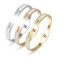 Stainless Steel Bangle 316L Stainless Steel plated DIY & micro pave cubic zirconia 6mm Inner Approx 58mm Sold By PC