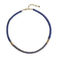 Lapis Lazuli Halsketting, met 304 roestvrij staal, met 2inch extender keten, echt goud verguld, mode sieraden & voor vrouw, Lengte Ca 17.3 inch, Verkocht door PC