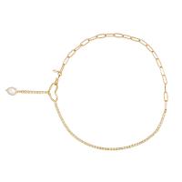 Латунь Ожерелье, с Пресноводные жемчуги, Сердце, плакирован золотом, ювелирные изделия моды & Женский, длина:Приблизительно 19.7 дюймовый, продается PC
