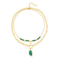 Латунь Ожерелье, с Природный камень, плакированный настоящим золотом, ювелирные изделия моды & разные стили для выбора & Женский, продается PC