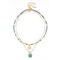 Brass Necklace with Natural Stone real gold plated & for woman Sold By PC