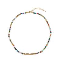 Natural Stone Necklace, with Titanium Steel & Brass, with 2inch extender chain, real gold plated, Bohemian style & for woman, Length:Approx 16.1 Inch, Sold By PC