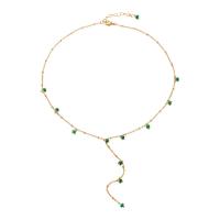 Brass Necklace with Green Aventurine with 2inch extender chain real gold plated cross chain & fashion jewelry & for woman Length Approx 18.1 Inch Sold By PC