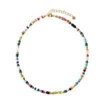 Pedra natural colar, with Partículas de aço, with 2inch extender chain, banhado a ouro genuino, joias de moda & para mulher, comprimento Aprox 14.6 inchaltura, vendido por PC