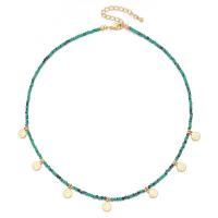Messing Halskette, mit Naturstein, mit Verlängerungskettchen von 2inch, vergoldet, Folk-Stil & für Frau, Länge:ca. 15.6 ZollInch, verkauft von PC