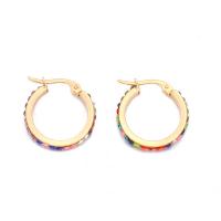 304 Stainless Steel Lever Back Earring, 18K gold plated, fashion jewelry & for woman & with rhinestone, 22x20mm, Sold By Pair