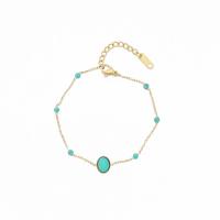 304 Stainless Steel Bracelet, with turquoise, with 1.8inch extender chain, real gold plated, fashion jewelry & for woman, Length:Approx 6.7 Inch, Sold By PC