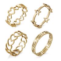 Prst prsten z nerezové oceli, 304 Stainless Steel, módní šperky & různé velikosti pro výběr & různé styly pro výběr & pro ženy, zlatý, Prodáno By PC