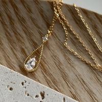 Zinc Alloy Jewelry Necklace gold color plated fashion jewelry & micro pave cubic zirconia & for woman nickel lead & cadmium free Length Approx 40 cm Sold By PC