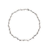 Collar de Aleación de Zinc, chapado en color de plata, Joyería & para hombre, libre de níquel, plomo & cadmio, longitud aproximado 50 cm, Vendido por UD