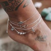 Tibetan Style Anklet, with 5cm extender chain, silver color plated, 4 pieces & fashion jewelry & Unisex, nickel, lead & cadmium free, Length:Approx 24 cm, Approx 21.5 cm, Sold By Set