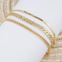 Tibetan Style Anklet, with 7cm extender chain, gold color plated, three pieces & fashion jewelry & for woman, nickel, lead & cadmium free, Length:Approx 20 cm, Approx 19.5 cm, Sold By Set