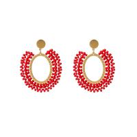 Zinc Alloy Drop Earrings with Seedbead 925 sterling silver post pin gold color plated fashion jewelry & for woman Sold By Pair