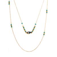 Mode-Multi-Layer-Halskette, Titanstahl, mit Türkis, goldfarben plattiert, Doppelschicht & Modeschmuck & verschiedene Stile für Wahl & für Frau & Emaille, keine, verkauft von PC