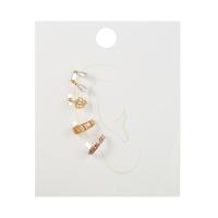 Zinklegierung Ohrring Clip, mit Kunststoff Perlen, goldfarben plattiert, drei Stücke & Modeschmuck & für Frau & mit Strass, goldfarben, verkauft von Paar
